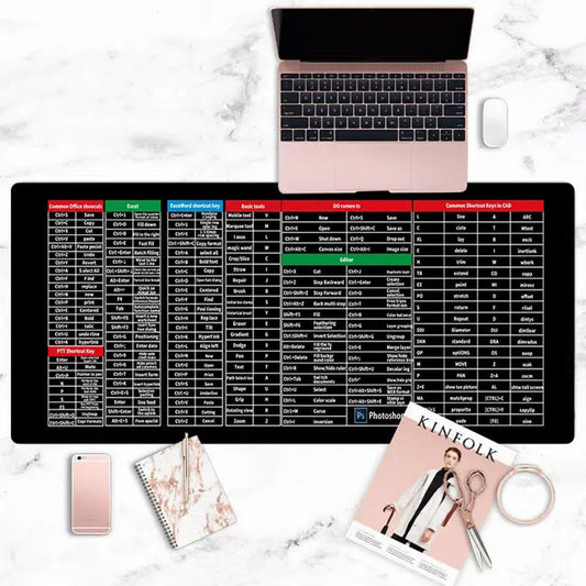 Quick Key Super Large Anti-slip Keyboard Pad - with Office Software Shortcuts Pattern