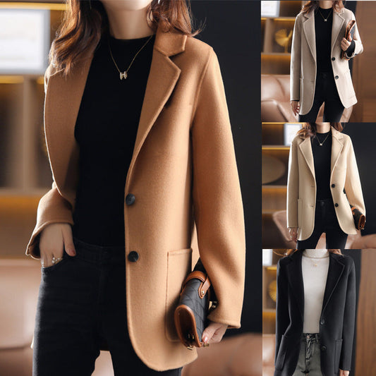 【Easy Care and Machine Washable】Sheep Wool Short Woolen Coat