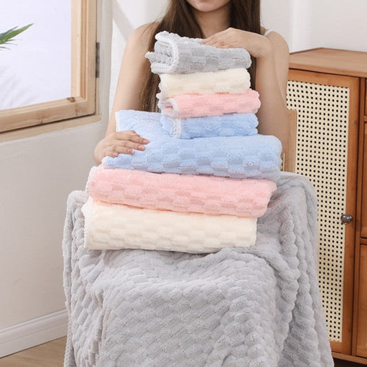 Clouds Coral Velvet Bath Towel